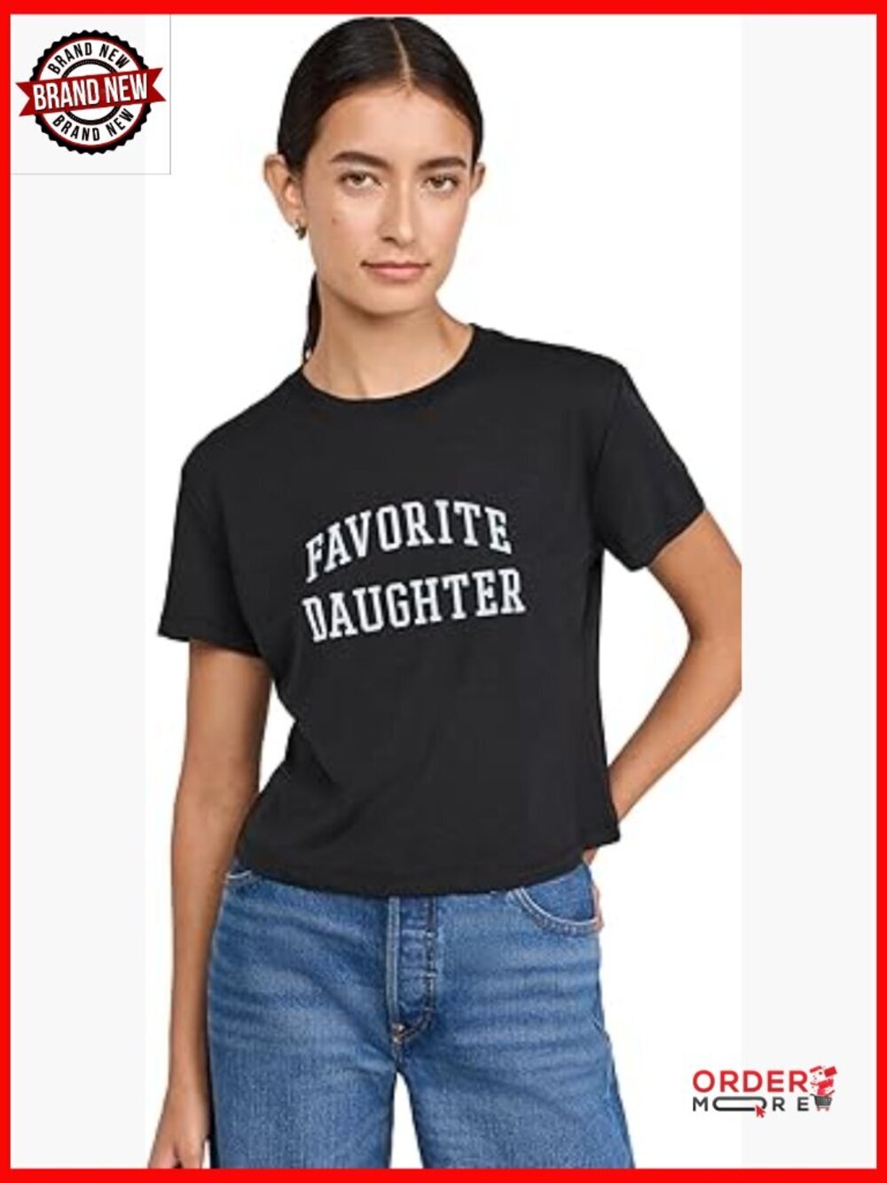 Cropped Collegiate Tee, Classic Fit Crew Neck Short Sleeve T-Shirt